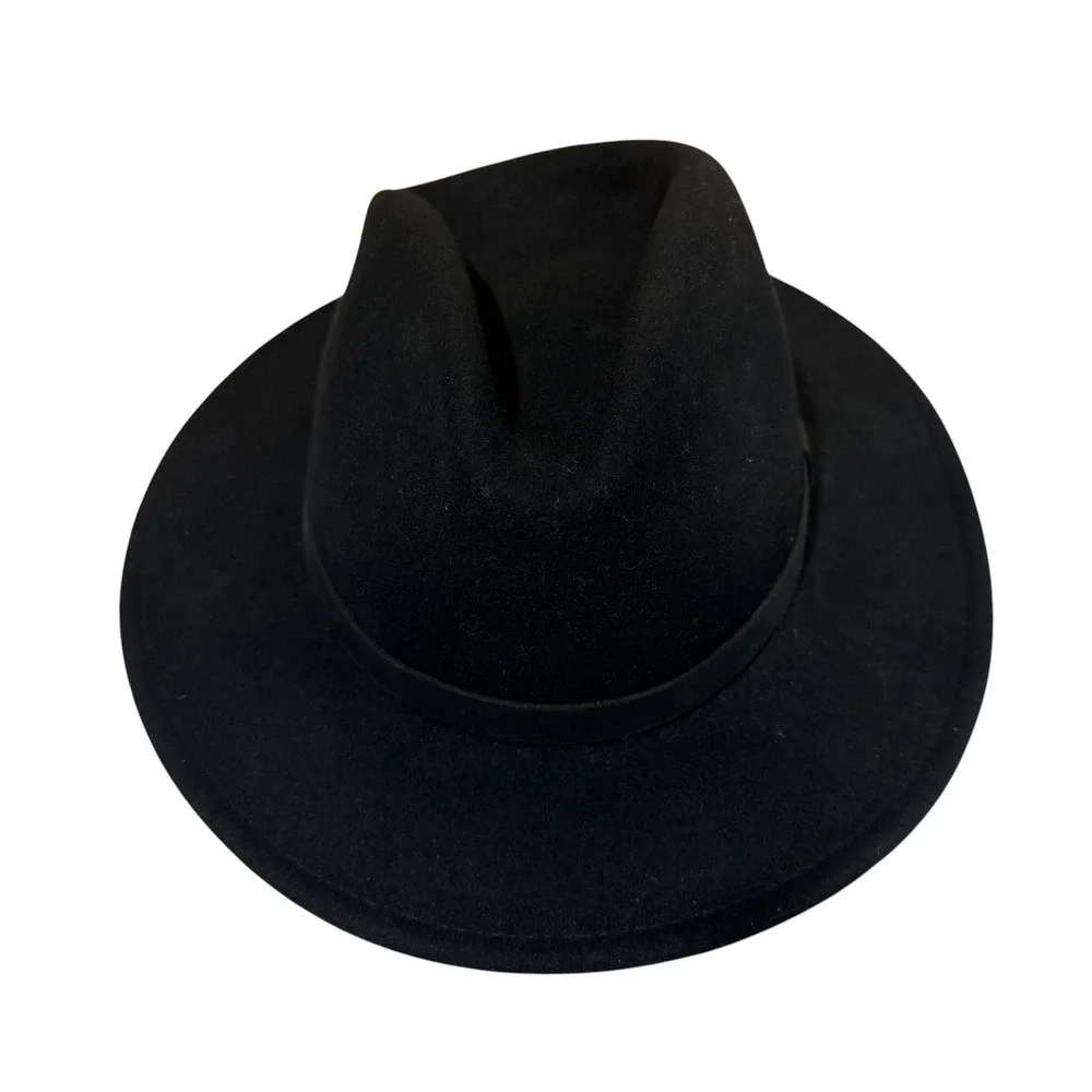 Brixton Messer Black Packable Wool Fedora Hat XS Classic Pinched Crown Travel